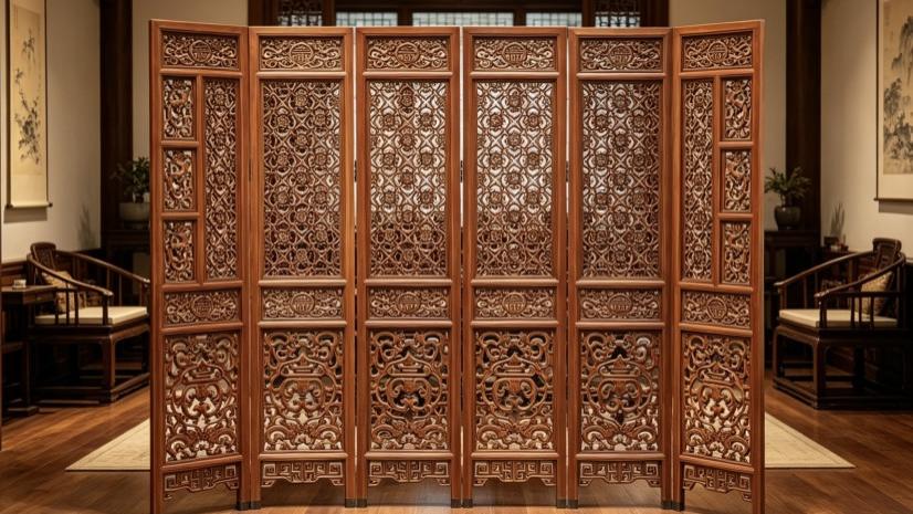 东方雅境之选，中式镂雕围屏