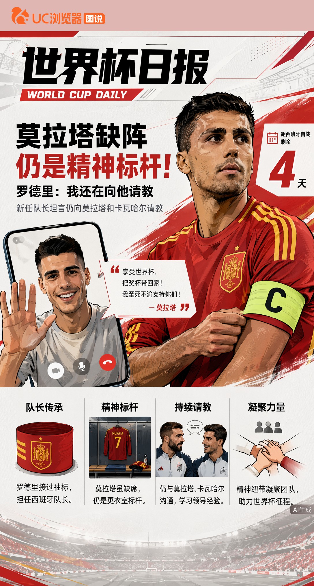 莫拉塔缺阵仍是精神标杆！罗德里：我还在向他请教