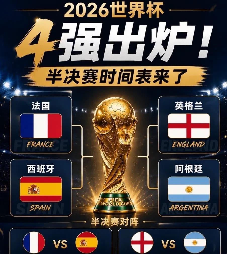 世界杯四强开打！各队夺冠概率揭晓，阿根廷意外！范志毅一针见血

2026年世