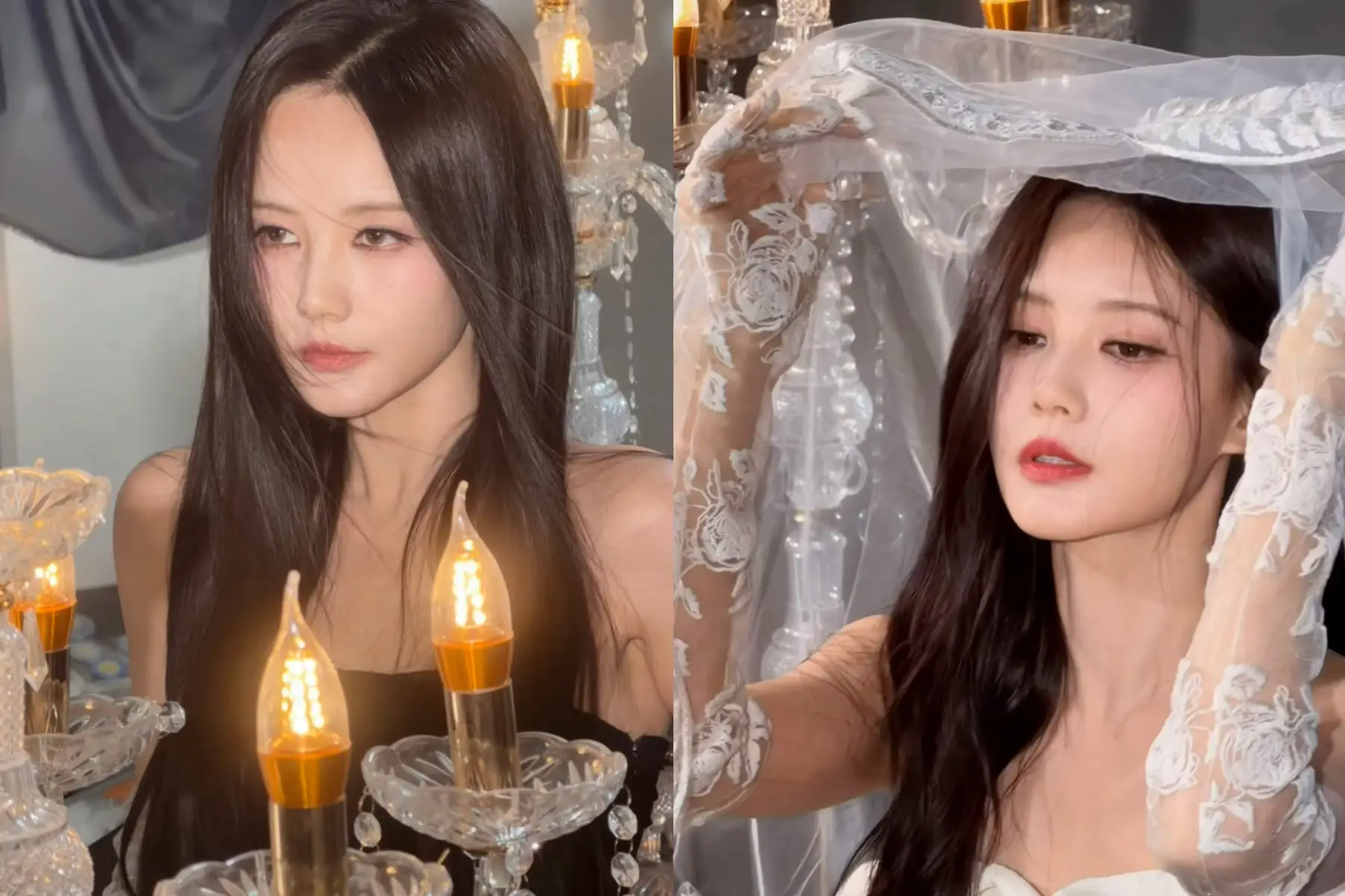 李一桐挑战天使与恶魔两套造型 头戴白纱手拿灯台反差好大