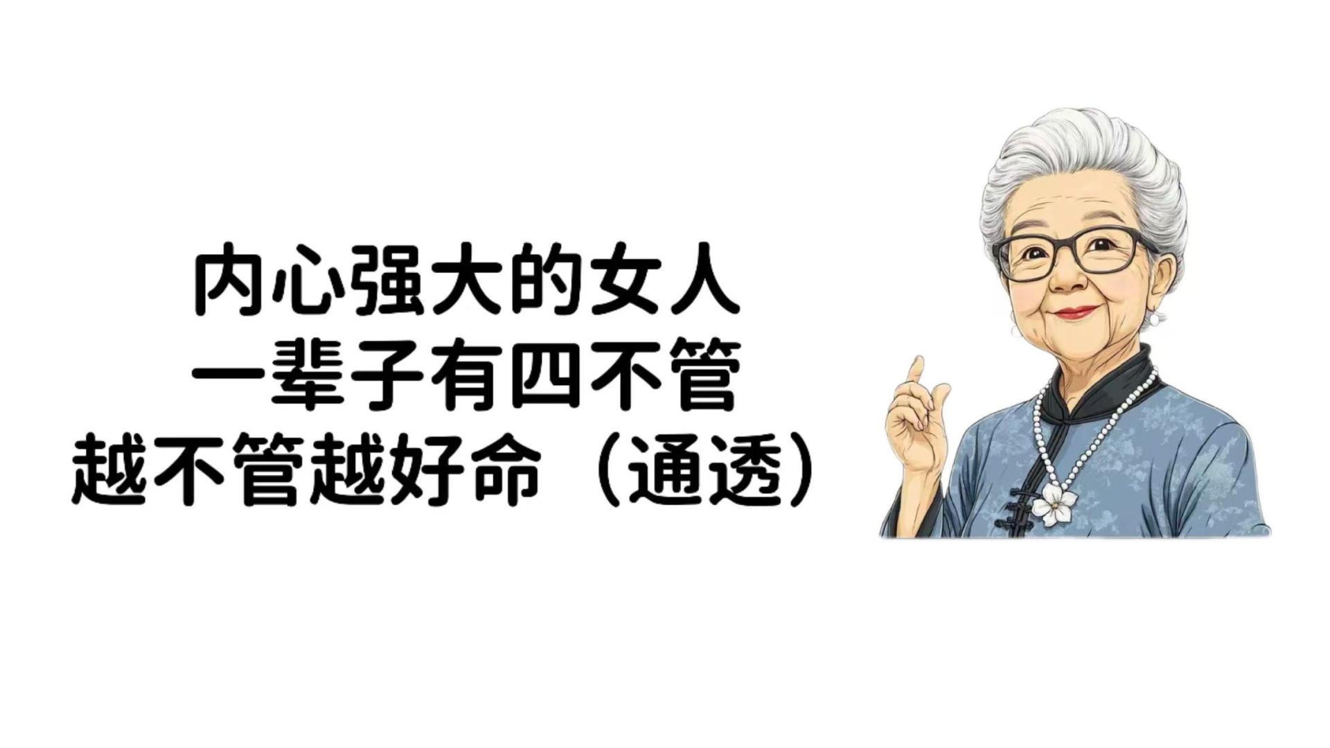 内心强大的女人，一辈子有“四不管”，越不管越好命