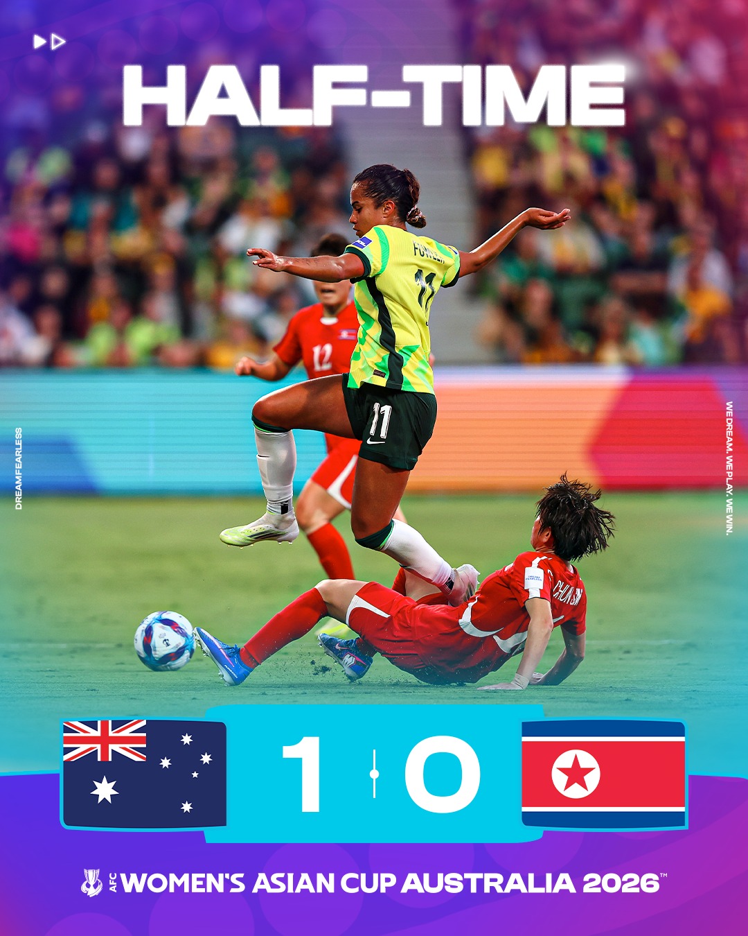 半场评球，女足亚洲杯澳大利亚女足vs朝鲜女足