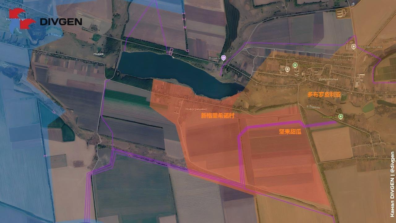 顿涅茨克州多布罗皮利亚方向，俄军中央集群拿下了多布罗皮利亚村西部的新格里希诺，这