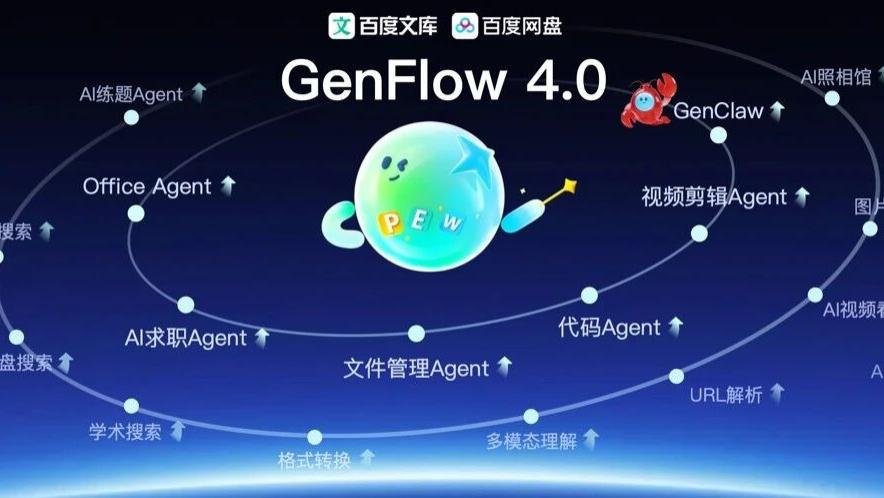 百度文库网盘发布通用智能体GenFlow4.0，全面升级Office Agent，成首个全端可用「A