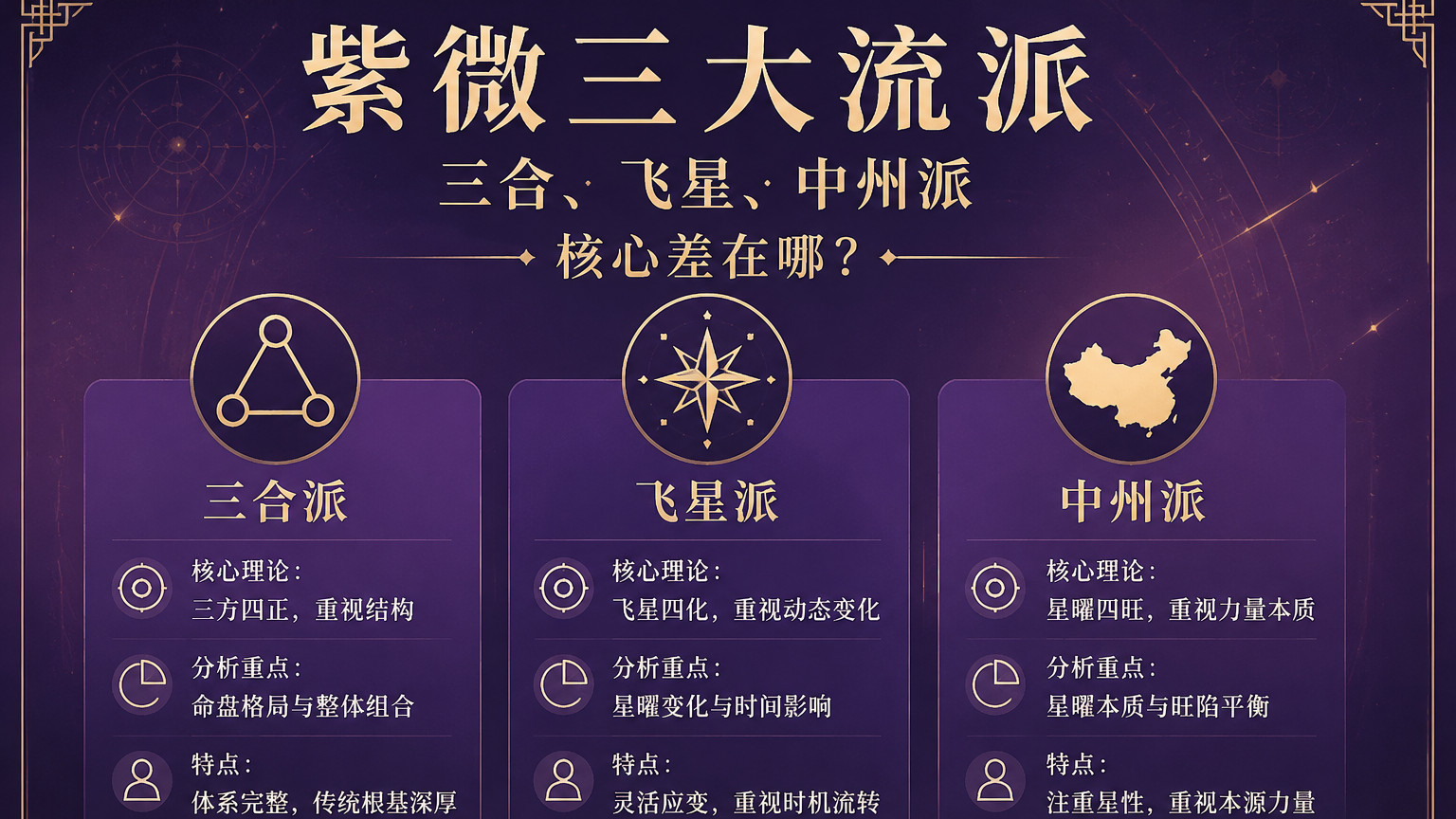 三合、飞星、中州派，紫微三大流派核心差在哪？天虞紫微的选择