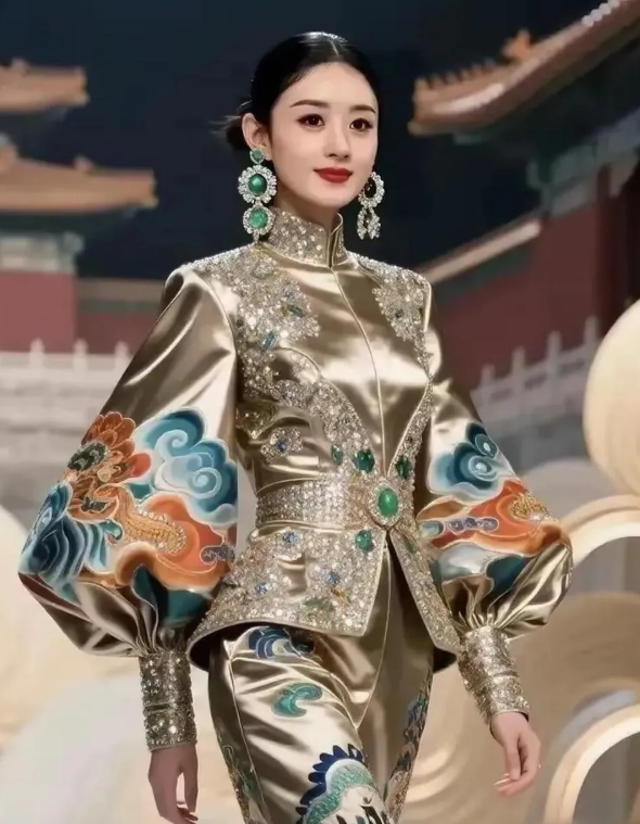 赵丽颖身穿这套衣服的好适合啊
好美！真是人美心善 ，漂亮