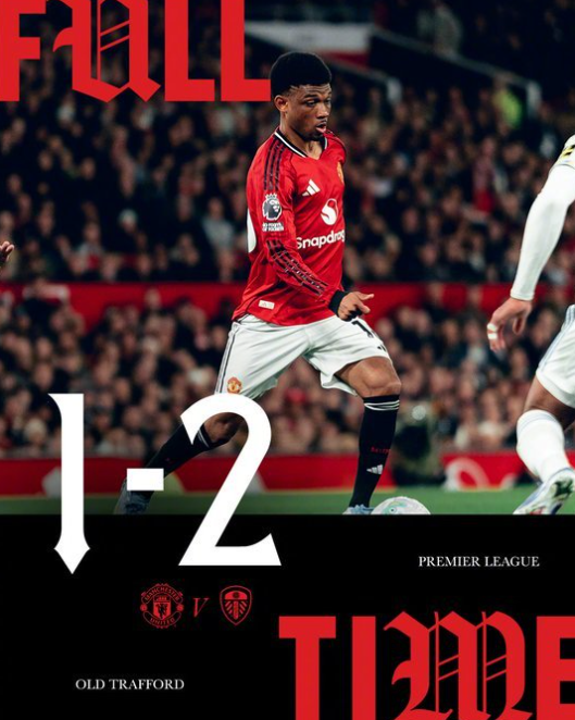 全场比赛结束，红魔主场1-2不敌利兹联。
上半场比赛，红魔开场便陷入苦战，被对手