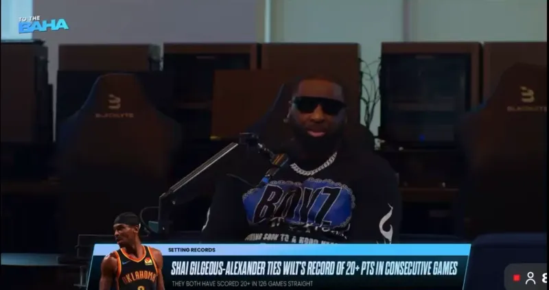 前NBA球员雷蒙德-费尔顿在节目中谈到雷霆球员谢伊-吉尔杰斯-亚历山大追平威尔特