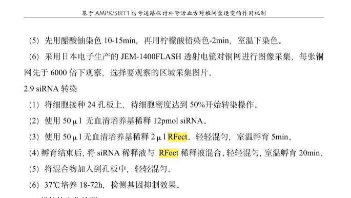 山东中医药大学使用RFect siRNA转染试剂成功转染人髓核细胞NP