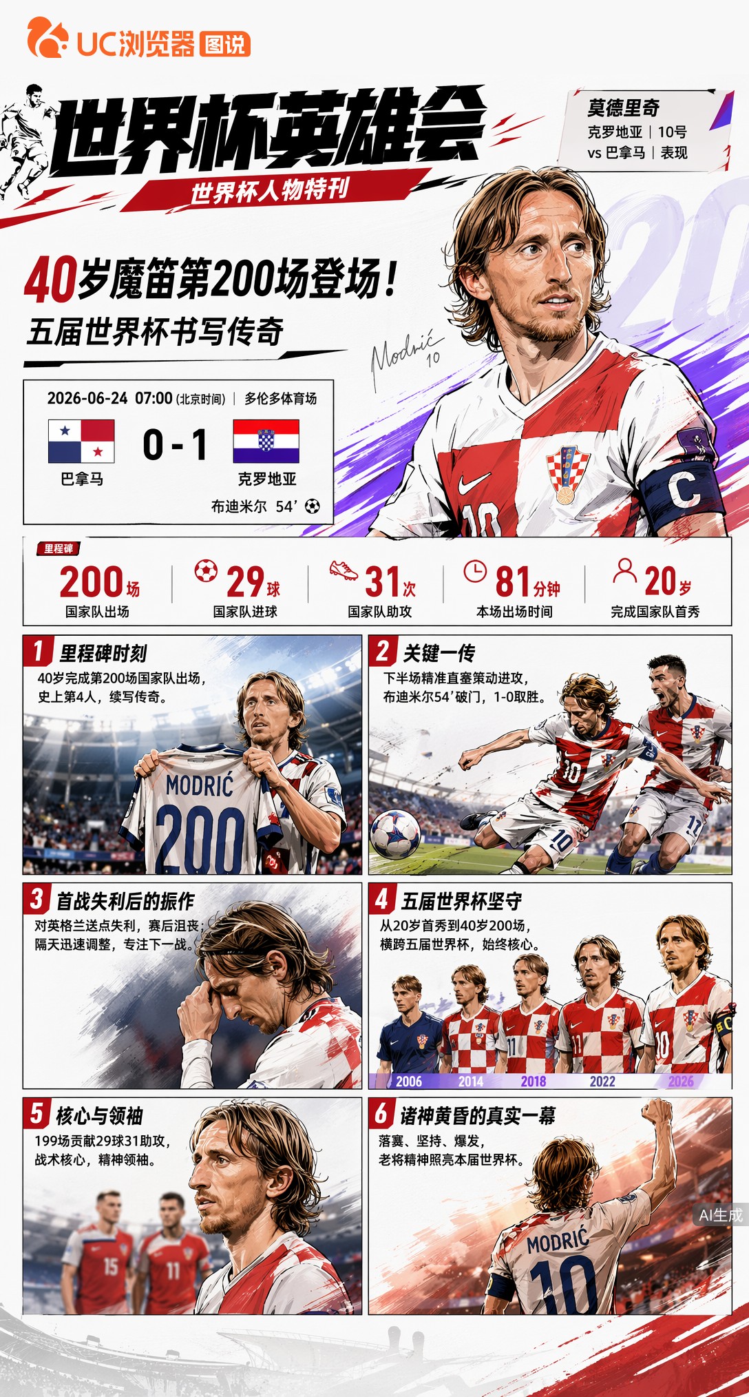 40岁魔笛第200场登场！克罗地亚1-0巴拿马，诸神黄昏最真实一幕