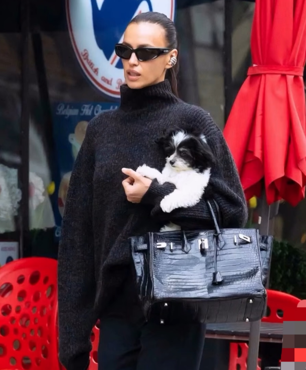 超模IrinaShayk纽约出街全黑穿搭+抱狗出街太飒了！
俄罗斯超模伊莉娜·莎