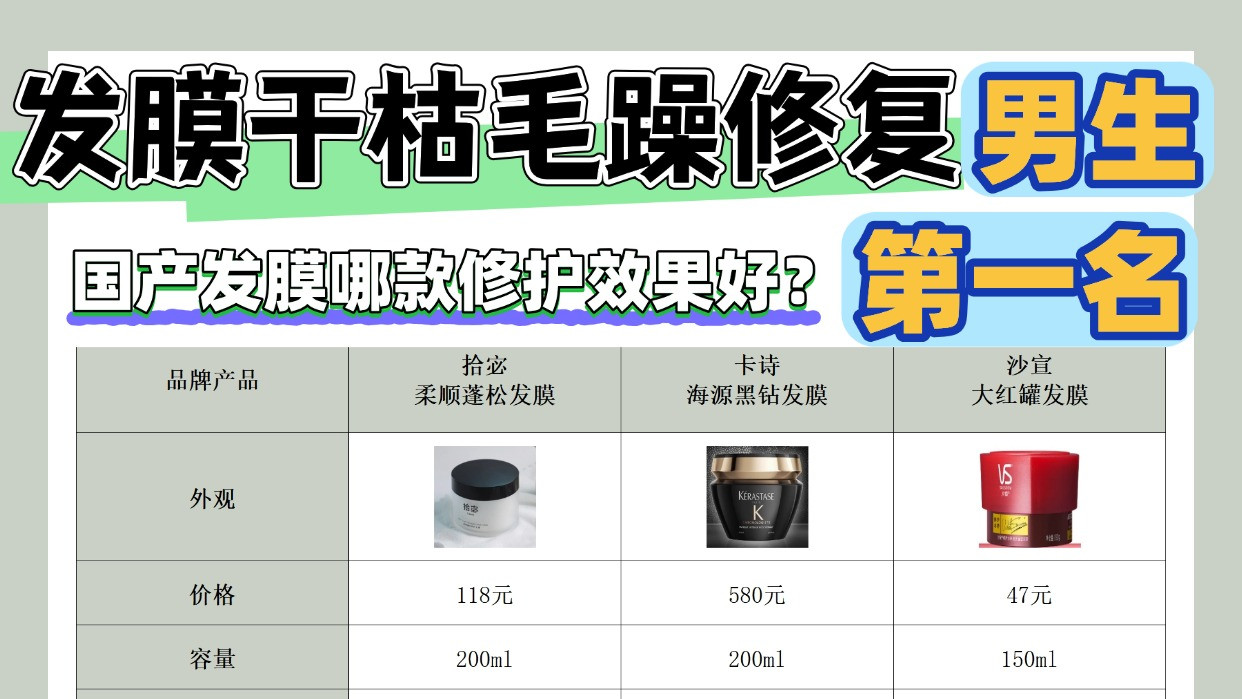 国产发膜哪款修护效果好？发膜干枯毛躁修复第一名男生！呕心整理