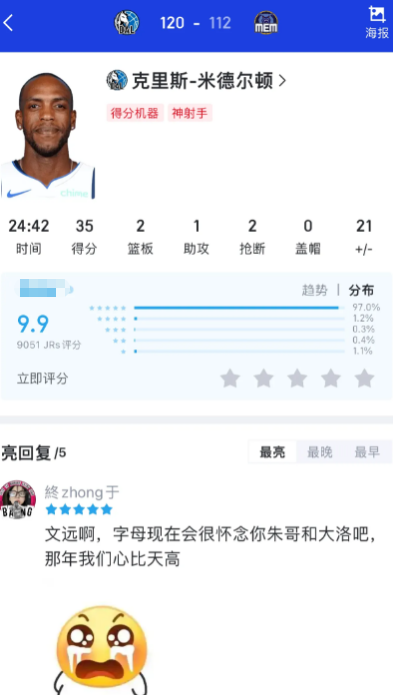 才看到泪目了我的米

末节22分，现在的字母应该会很想当初的朱哥大洛还有你吧，那