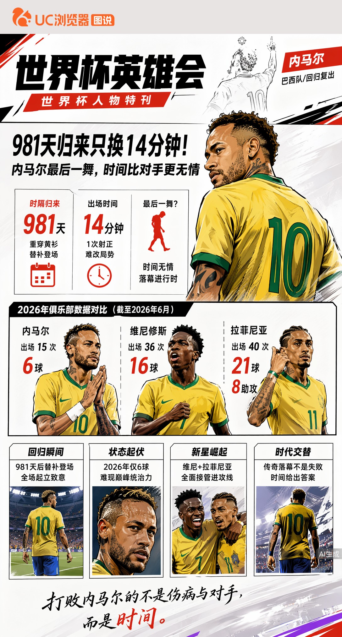 981天归来只换14分钟！内马尔最后一舞，时间比对手更无情