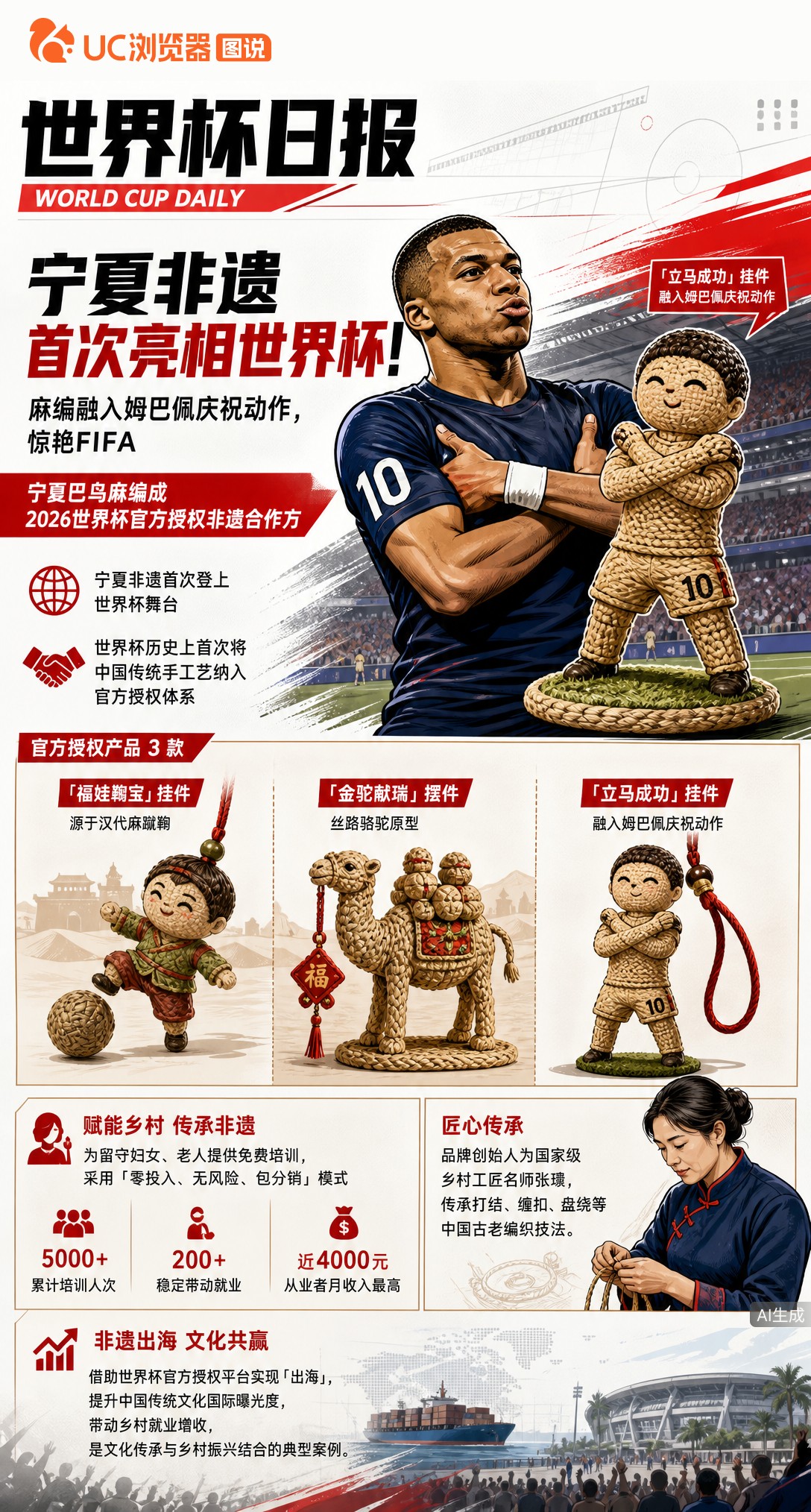宁夏非遗首次亮相世界杯！麻编融入姆巴佩庆祝动作惊艳FIFA