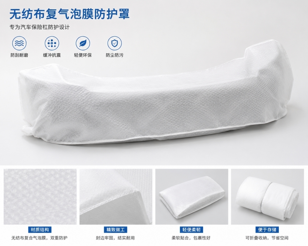 汽车保险杠运输总被刮花？试试无纺布复合气泡膜专用防护套！