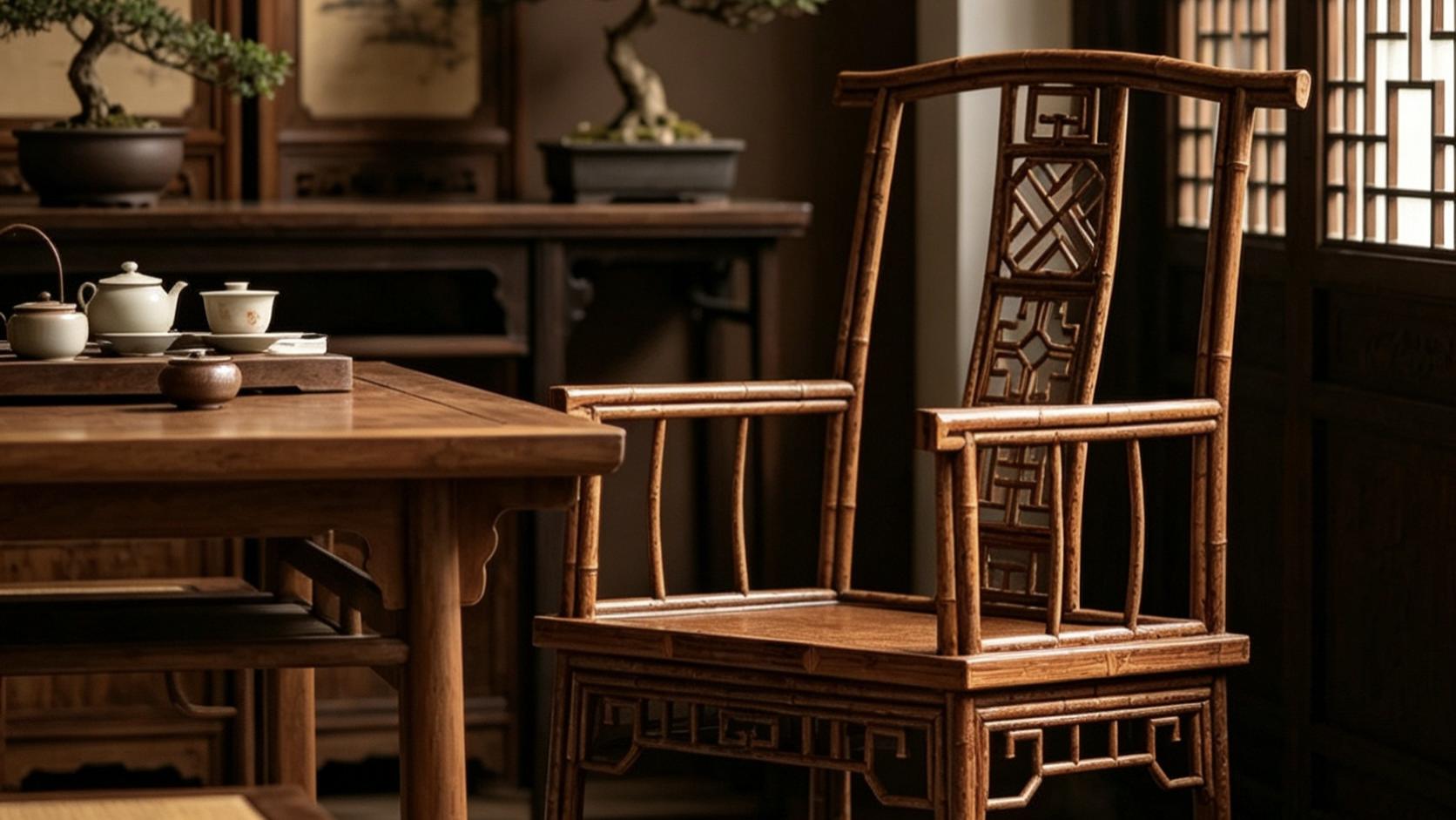 刚柔并济，风骨尽显，梅鹿竹官帽椅