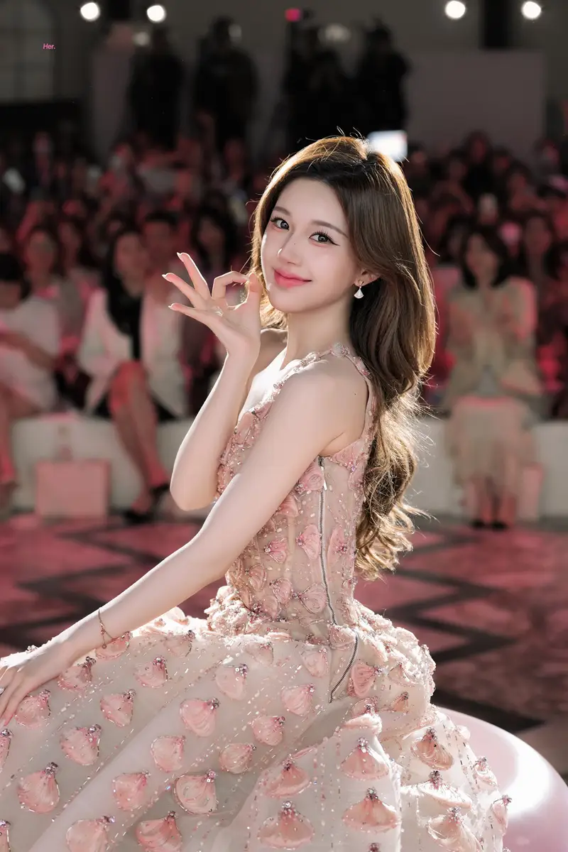 赵露思穿粉色吊带裙比心明媚大方 俏皮wink元气又活泼