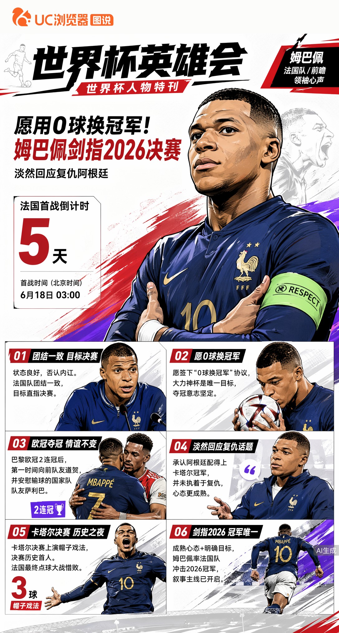 愿用0球换冠军！姆巴佩剑指2026决赛，内讧传闻一并正面回应