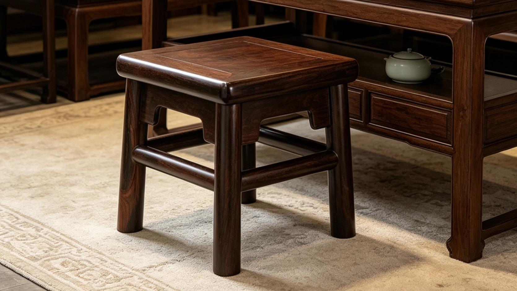 憨态雅致，大红酸枝，王款富贵凳