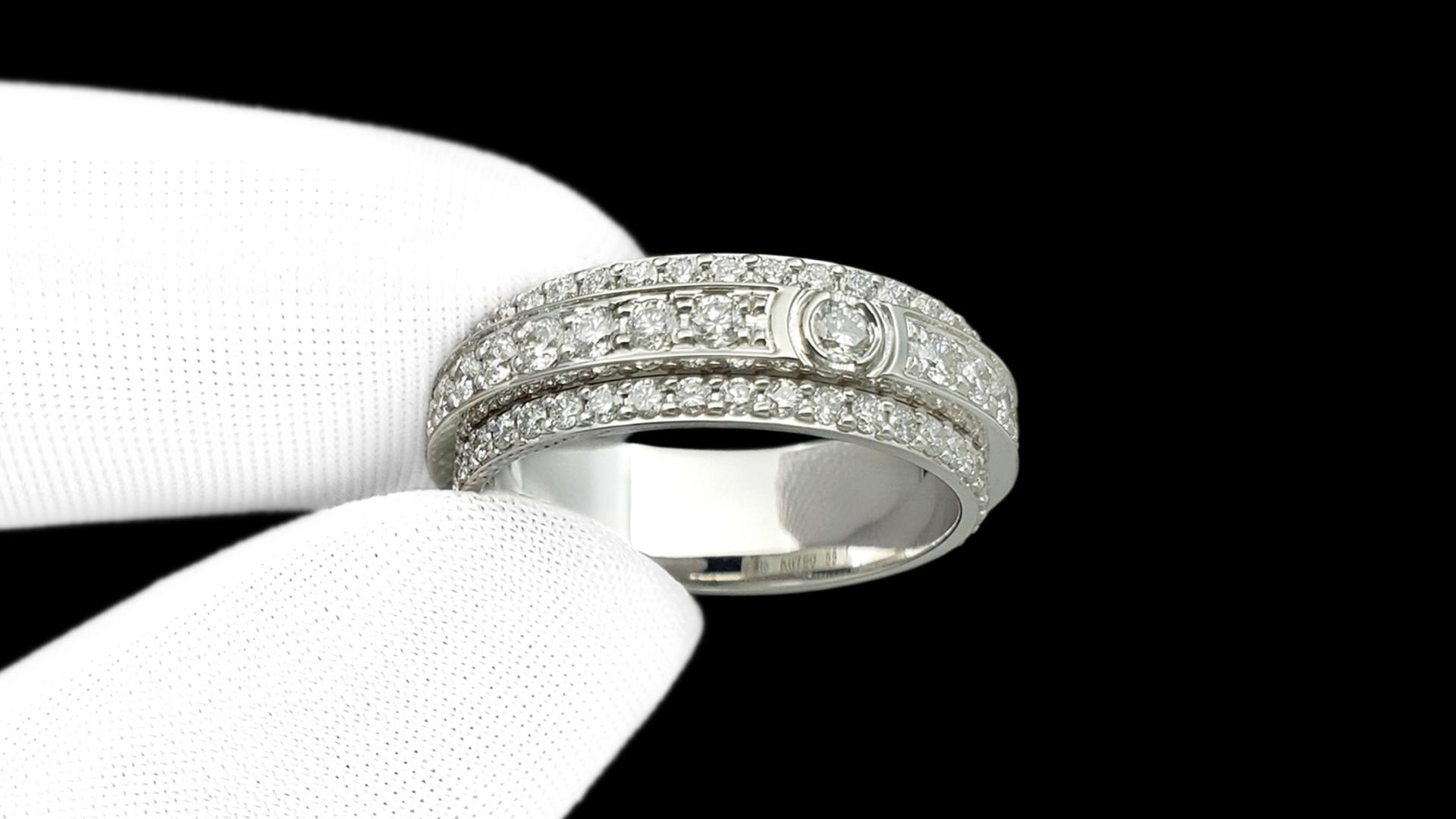 Piaget伯爵Possession系列18K白金满镶钻石6.1mm版三环转动戒指