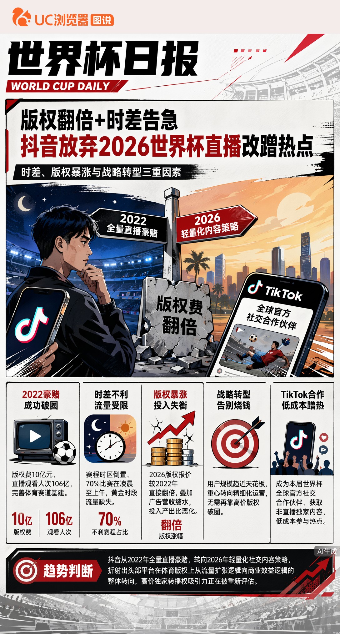 版权翻倍+时差告急，抖音放弃2026世界杯直播改蹭热点