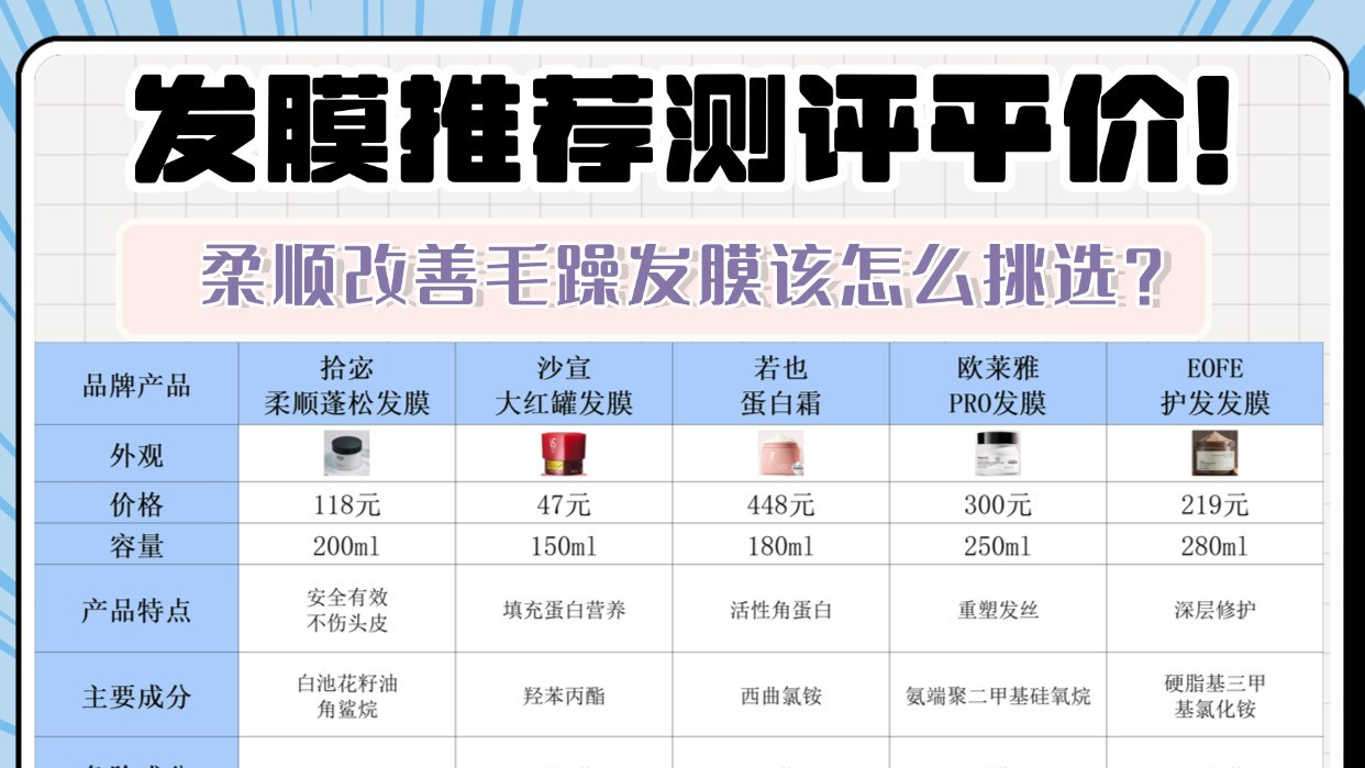柔顺改善毛躁发膜该怎么挑选？发膜推荐测评平价！这样选准没错