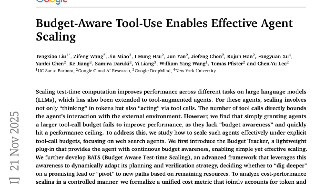 谷歌团队突破：让AI代理在资源有限的环境下更聪明地工作