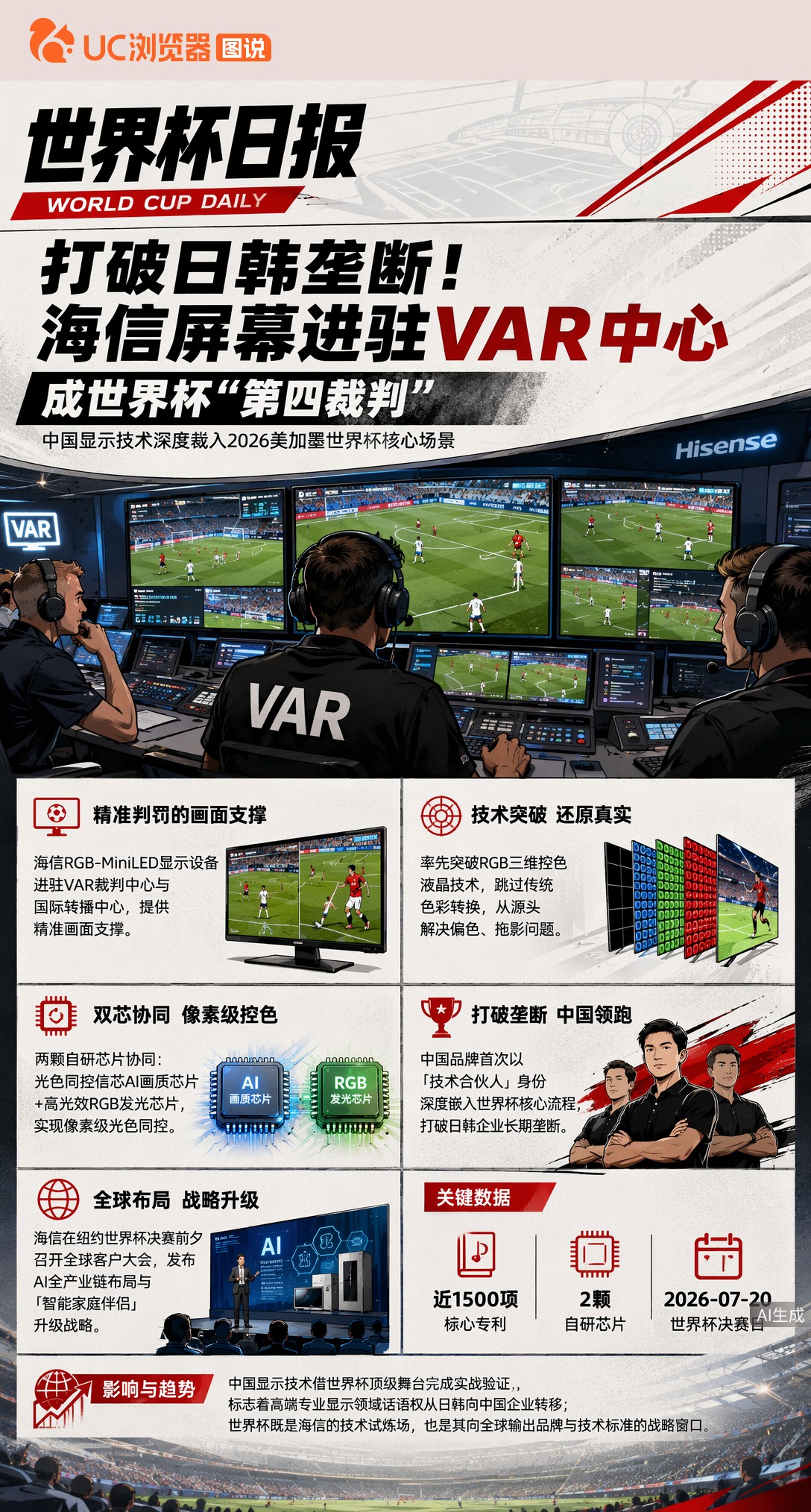 打破日韩垄断！海信屏幕进驻VAR中心，成世界杯"第四裁判