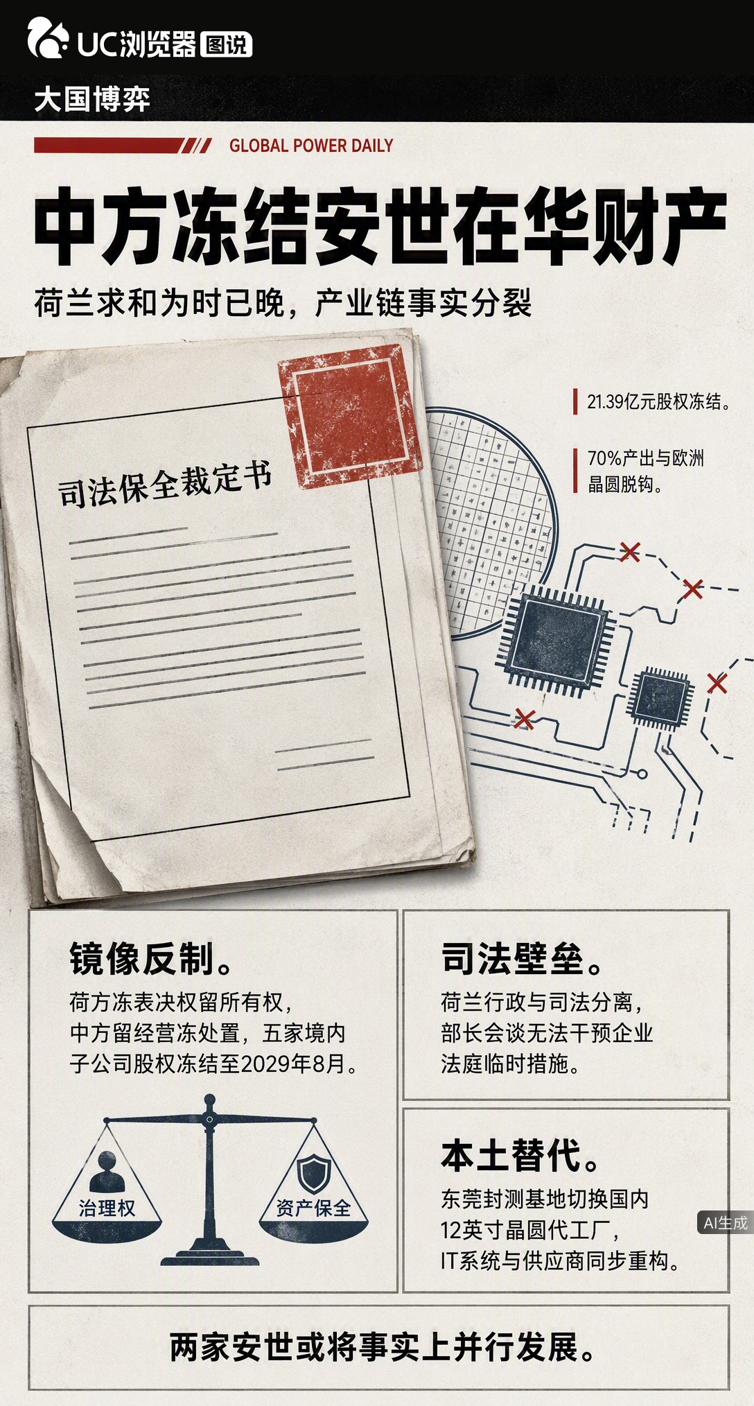 荷兰想谈安世半导体“彻底切割”？东莞中院已冻结其境内21亿股权。产线脱钩、司法对垒，谈判桌面对的是个新现实，光靠部长会谈解不开这局。