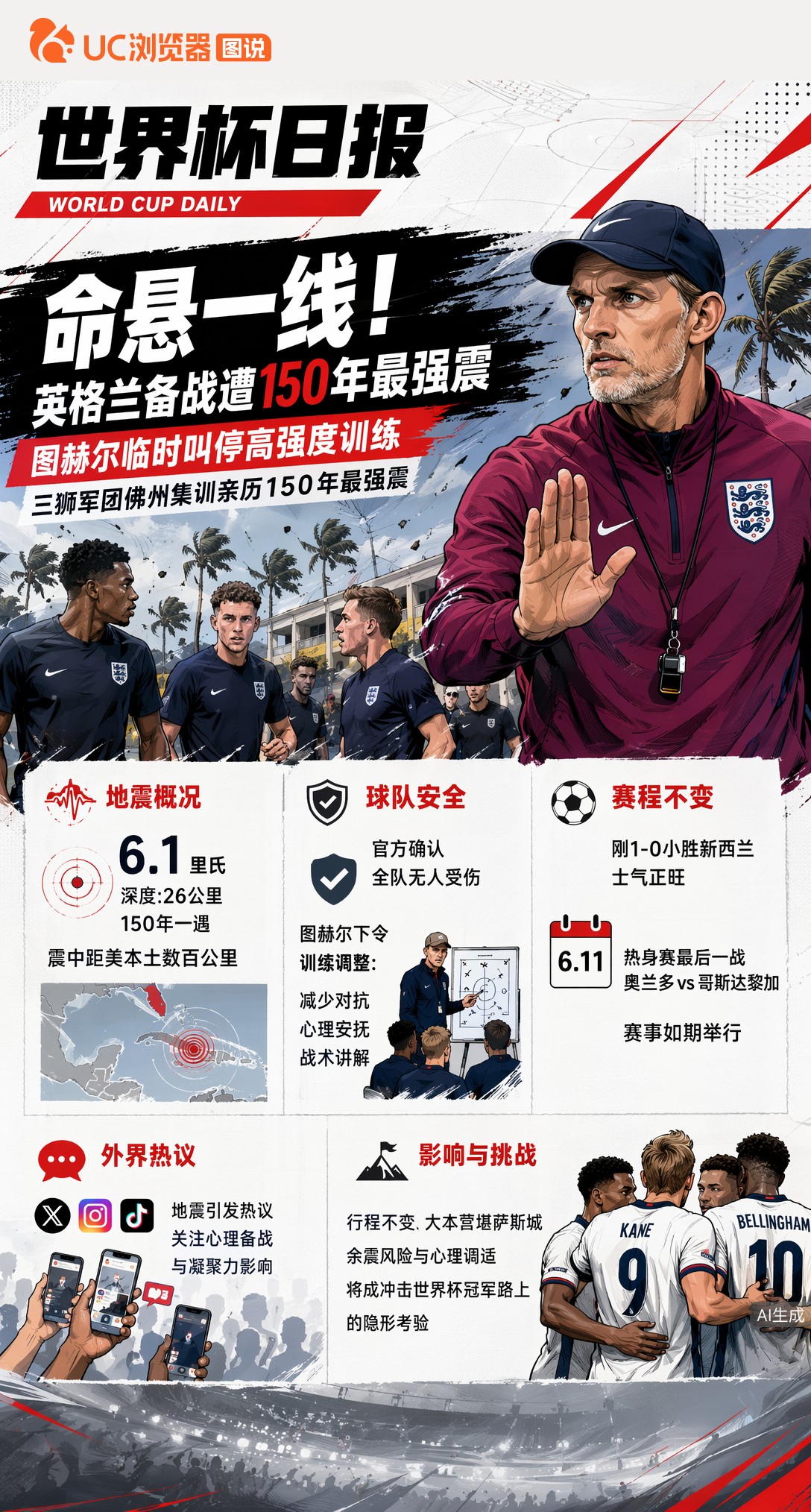 命悬一线！英格兰备战遭150年最强震，图赫尔临时叫停高强度训练