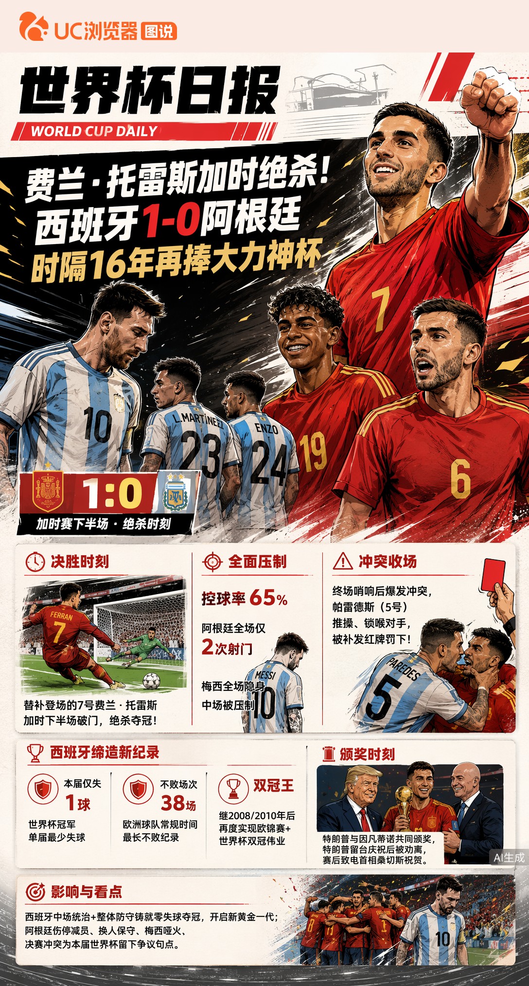 费兰·托雷斯加时绝杀！西班牙1-0阿根廷，时隔16年再捧大力神杯