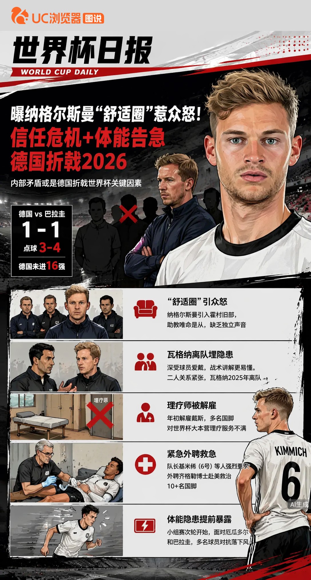 曝纳格尔斯曼"舒适圈"惹众怒！信任危机+体能告急，德国折戟2026