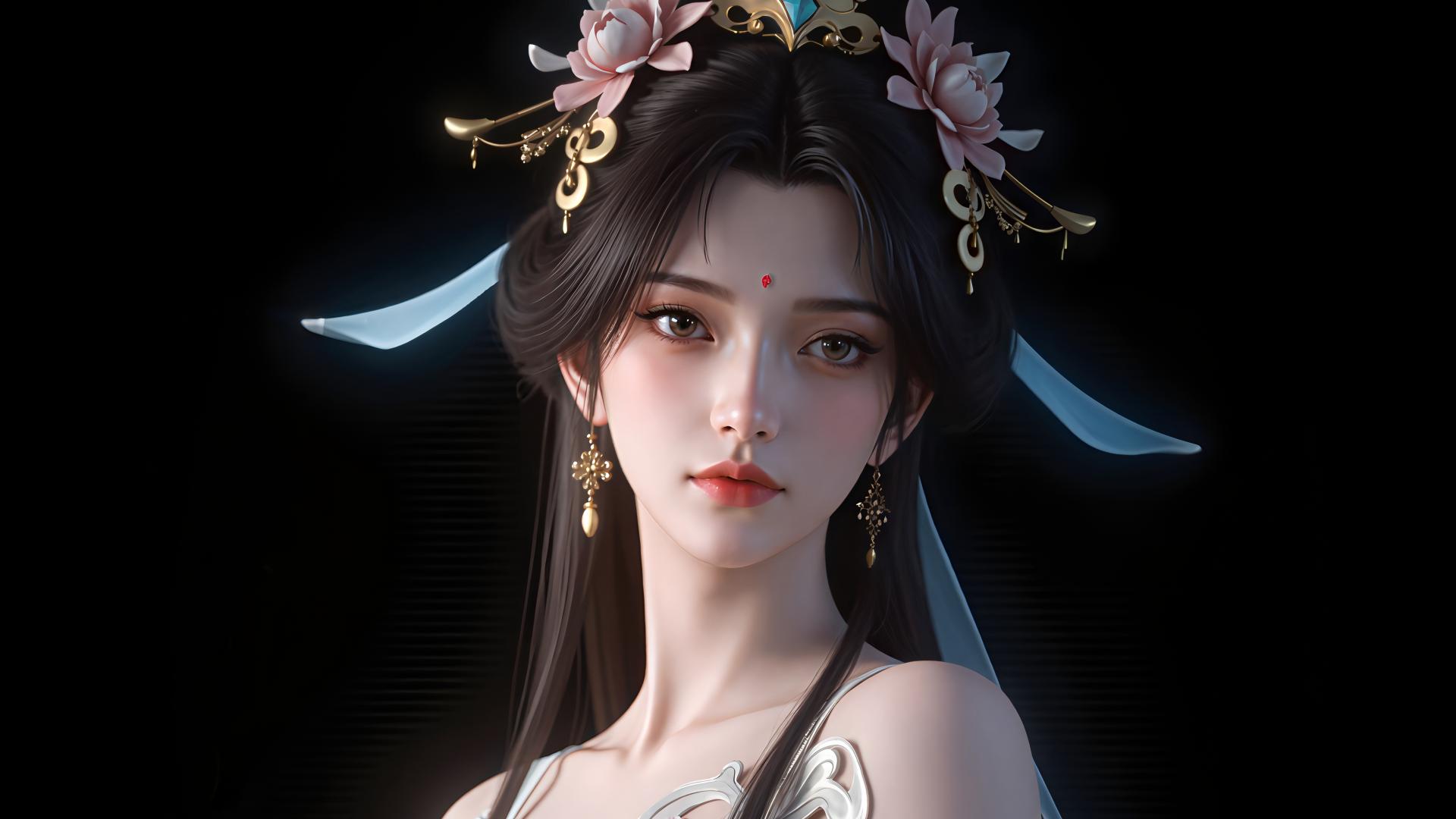 国漫女神伊轻舞壁纸：紫薇星广寒宫弟子，拥有广寒灵体！