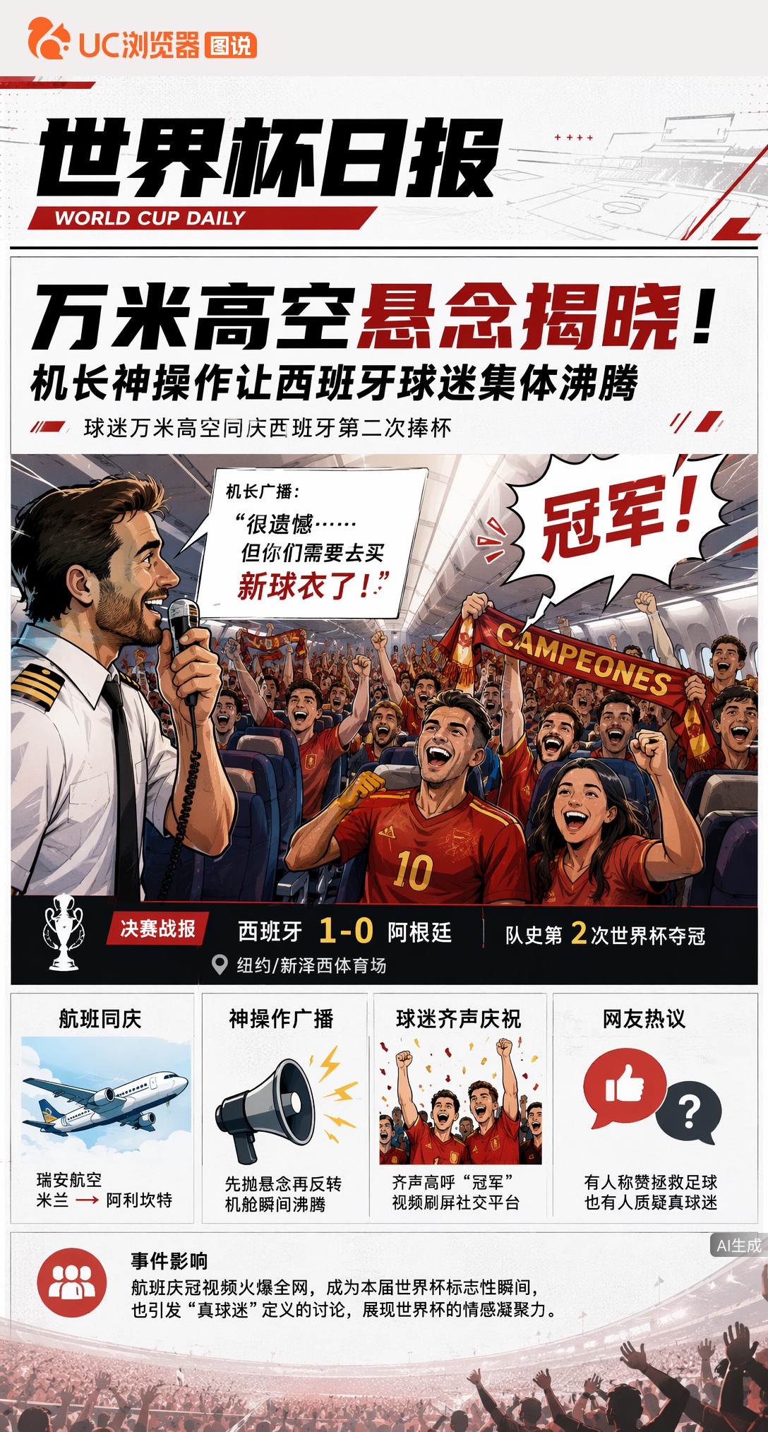 万米高空悬念揭晓！机长神操作让西班牙球迷集体沸腾