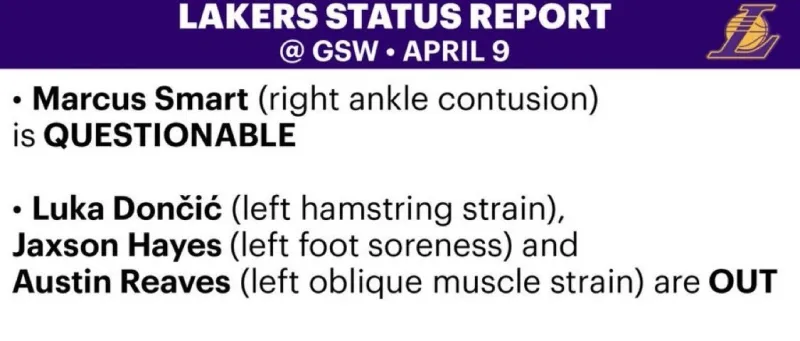 明天对阵勇士：詹姆斯复出，脚踝挫伤缺阵8场的斯玛特升级为出战成疑，海斯左脚酸痛继