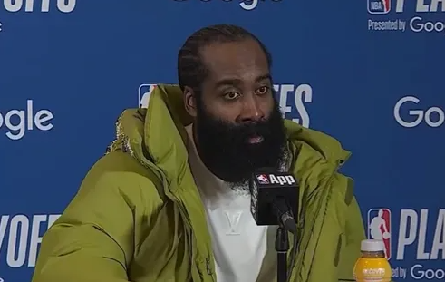 NBA季后赛首轮G4，詹姆斯- 哈登接受了记者采访，谈到球队未能很好地应对对手的