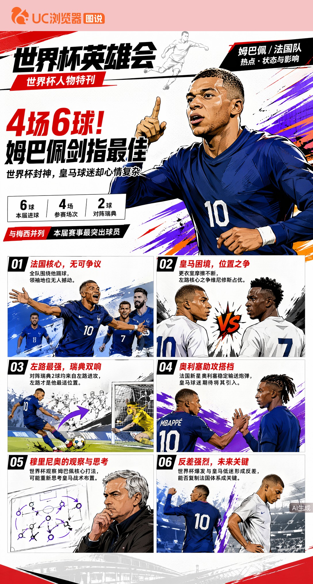 4场6球剑指最佳！姆巴佩世界杯封神，皇马球迷却心情复杂