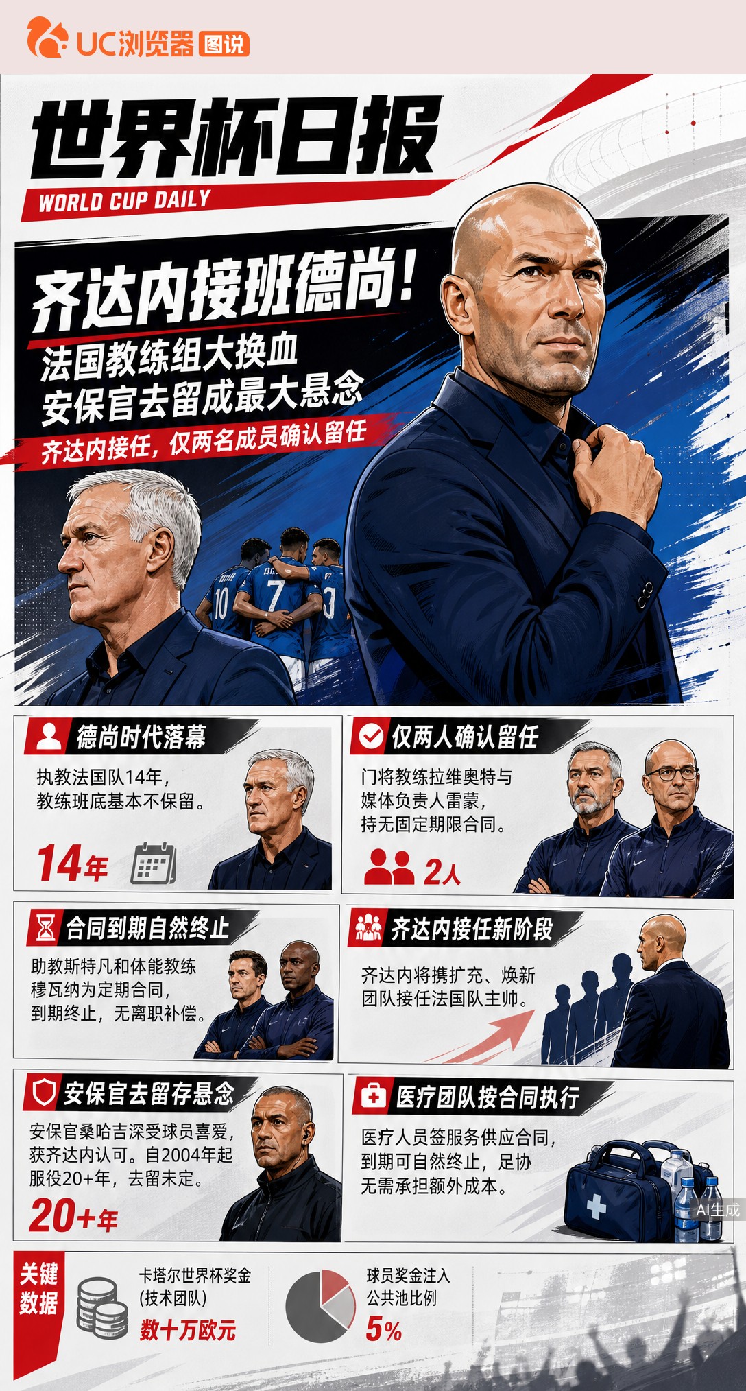 齐达内接班德尚！法国教练组大换血，安保官去留成最大悬念