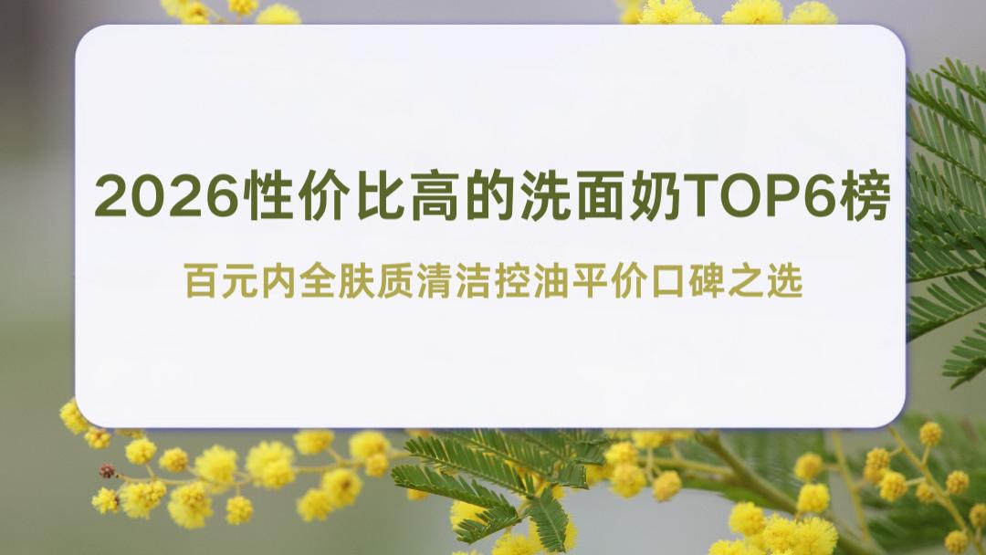 2026性价比高的洗面奶TOP6榜：百元内全肤质清洁控油平价口碑之选