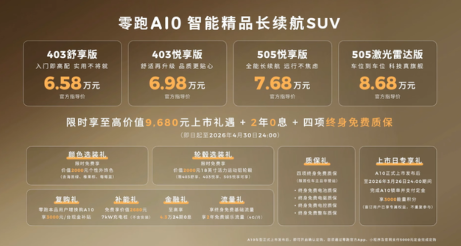 零跑的A10应该会是今年上半年的爆款。这价格和配置很给力。