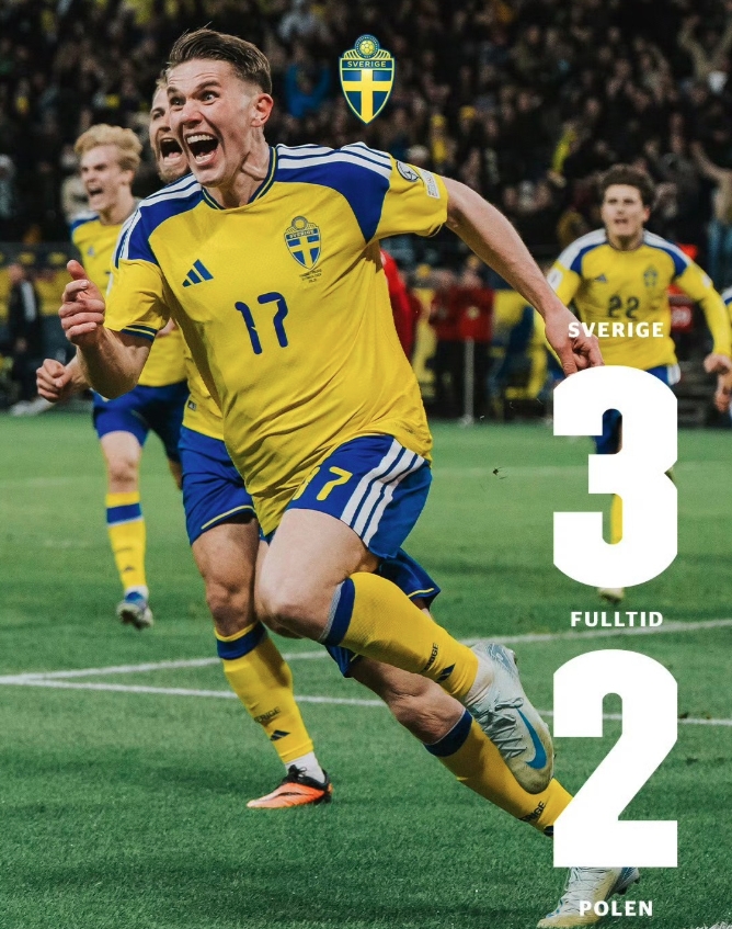 哲凯赖什帮助瑞典绝杀波兰，晋级美加墨世界杯