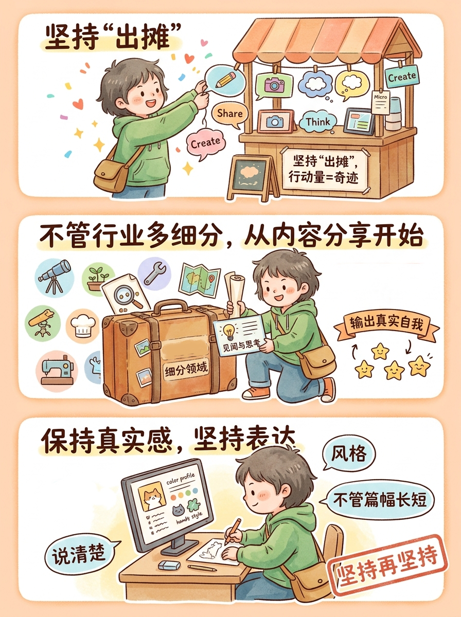 坚持“出摊”的威力有多大？

但凡在自媒体领域或在其他行业出成绩的人，都有这个习