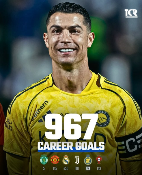 C罗复出梅开二度，帮助球队大胜，斩获生涯第967球！