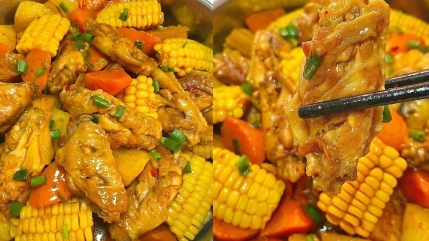 玉米鸡翅煲！这一锅肉菜都有，香到舔手指！