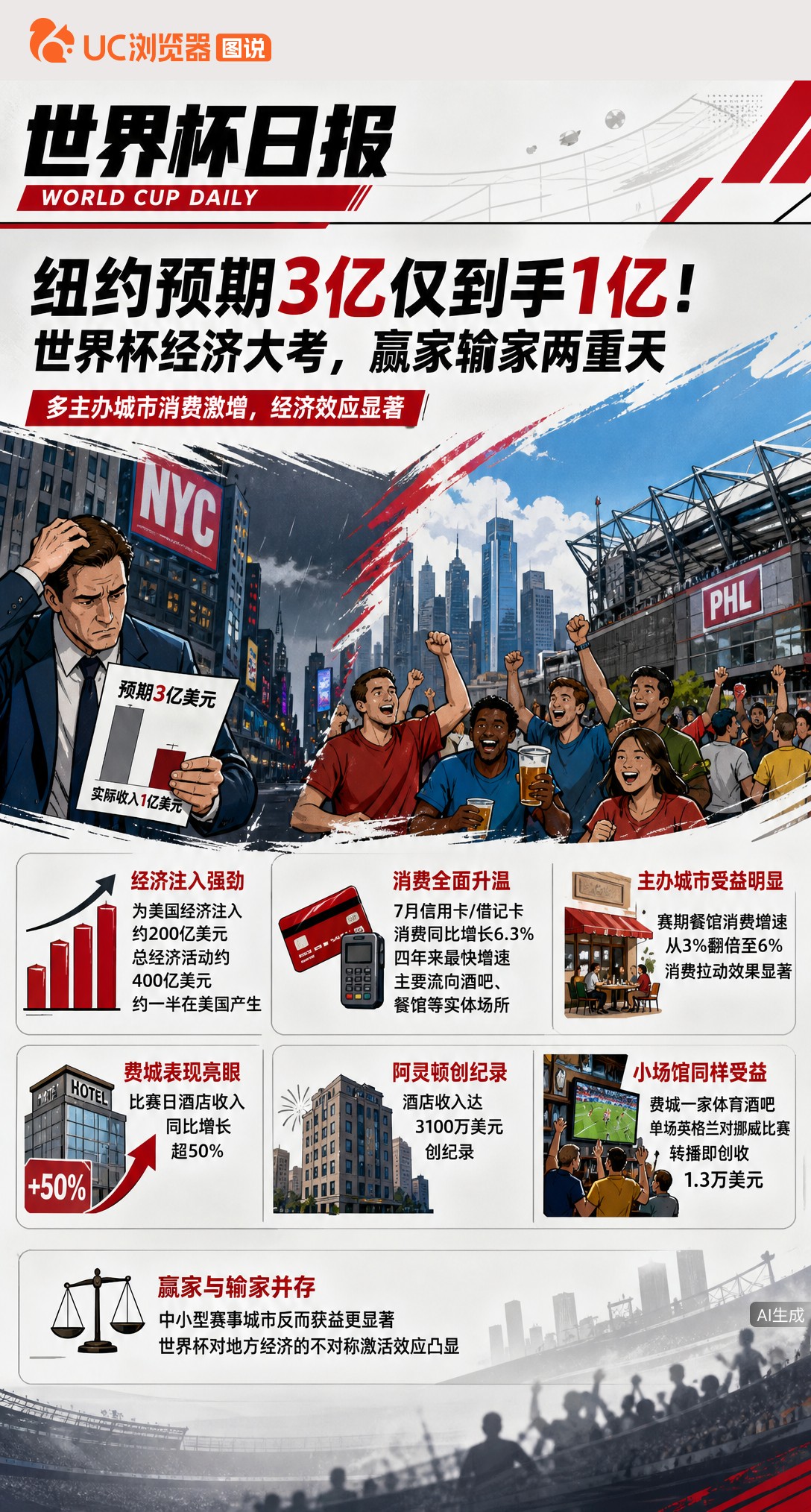 纽约预期3亿仅到手1亿！世界杯经济大考，赢家输家两重天