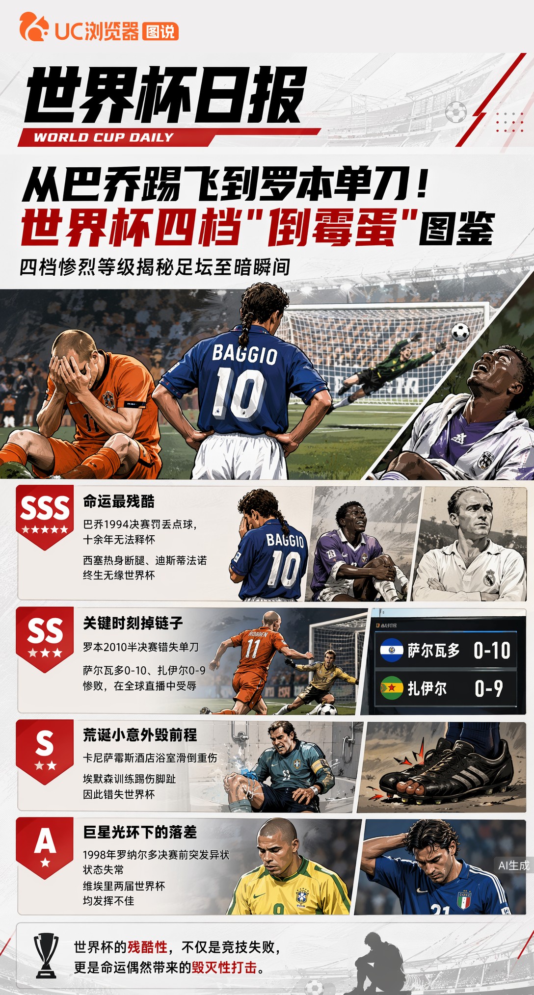 从巴乔踢飞到罗本单刀！世界杯四档"倒霉蛋"图鉴