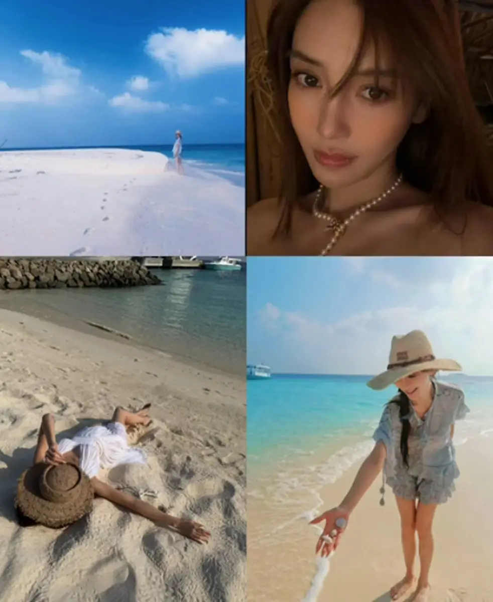 杨颖晒海边拍摄MV花絮，混血感要溢出屏幕了