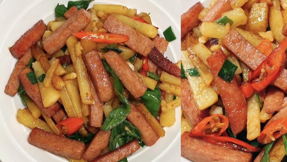下班回家就炒这盘菜，午餐肉配土豆太治愈
