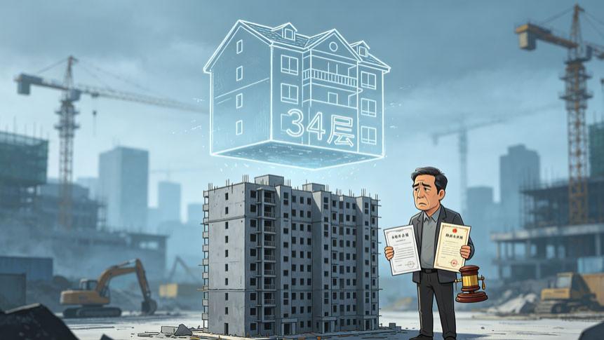 买34层楼只建到32层，13年维权仍未拿到全额退款